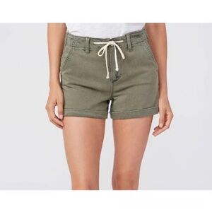 PAIGE Christy Shorts Women’s Size 28 Olive Green Elastic Back Drawstring Cuffed